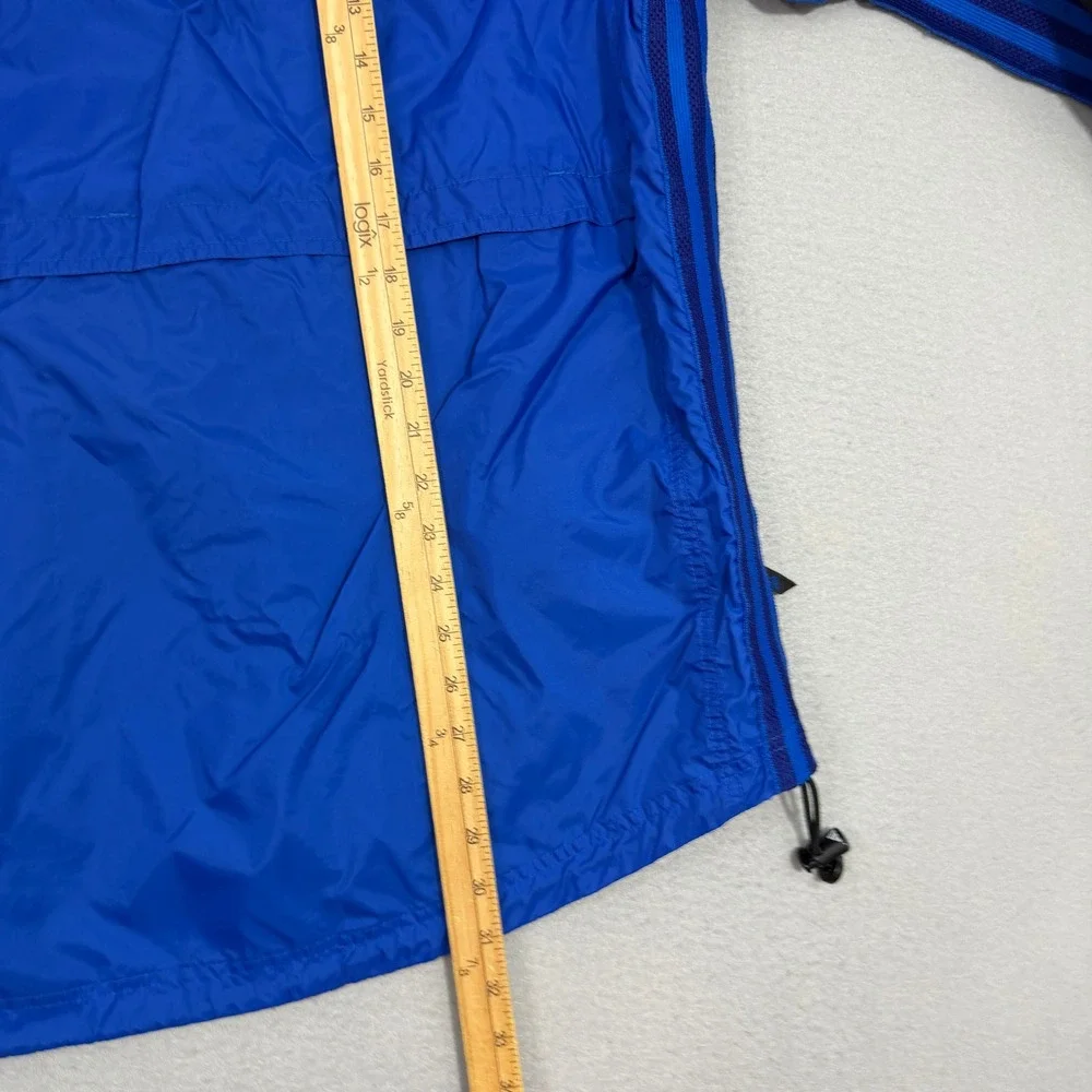 Vintage Adidas Windbreaker Jacket Mens Large Blue Black Full Zip Mesh Lined Logo